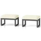 2-Piece Outdoor Ottoman Set, Aluminum Frame with Cushions