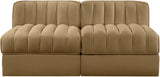Rummi - Velvet Performance Fabric Upholstered 2 Piece Modular Armless Loveseat