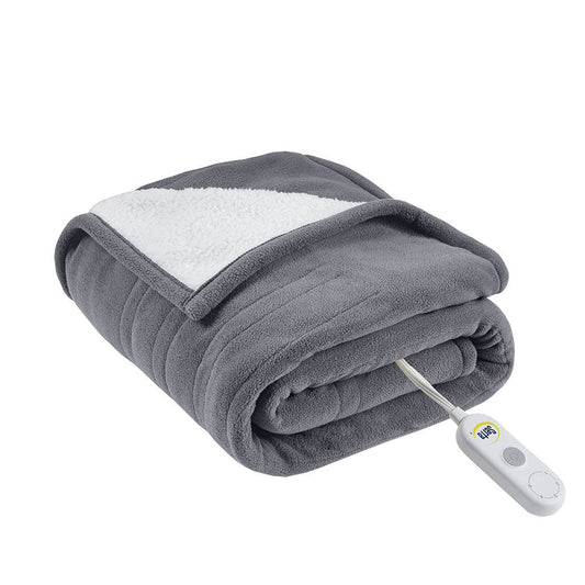 Heated 50x60" Fleece Sherpa Electric Throw Blanket, Grey