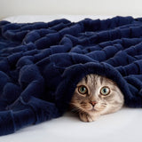 Faux Fur Velvet Throw Blanket 50x60", Navy