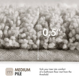 High Pile Bordered Bathroom Rug, Grey