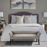 Flared Low Arm Low Back Accent Bench, Grey