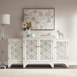 4-Door Quatrefoil Mirrored Dining Buffet Kitchen Cabinet *