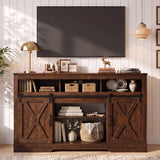 Barn Door Tv Stand 65" - Farmhouse Media Console, 5 Shelves
