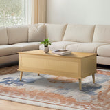 Rattan Lift-Top Mid-Century Storage Coffee Table