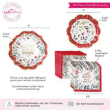 Christmas Tableware Set - 7” Plate (Set of 16), 9” Plate (Set of 16), and Napkin (Set of 30)