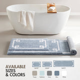 High Pile Bordered Bathroom Rug, Blue