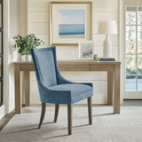 [Set of 2] Armless Ultra Upholstered Dining Chairs, Blue *