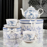 Blue Flowers Porcelain Cup & Saucer Gift Set