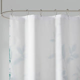 Devore Botanical Shower Curtain with Liner, Seafoam Blue
