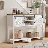 Console Table with Storage Shelf & Sliding Barn Door