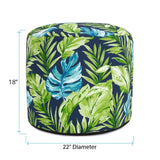 Outdoor Round Tall Pouf Cardoon Indigo