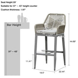 PURPLE LEAF Modern Bar Stools Aluminum Bar Stool with Cushion for Indoor and Outdoor, Kitchen Island