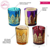 Indian Jewel Henna Votive Candle Holders Set of 4