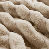 3 Piece Ultra Soft Faux Fur Ribbed Comforter Set, Taupe