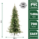 6.5 Ft. Buffalo Fir Slim Artificial Christmas Tree with White Incandescent Smart Lights