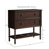 2-Drawer Storage Accent Chest w/ Turned Legs, Morocco Brown
