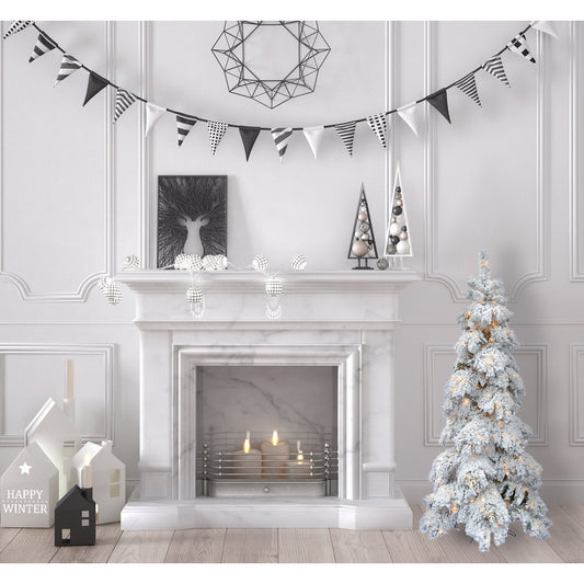 4-Ft. Elk Mountain Snow Flocked Tree with Warm White LED Lights