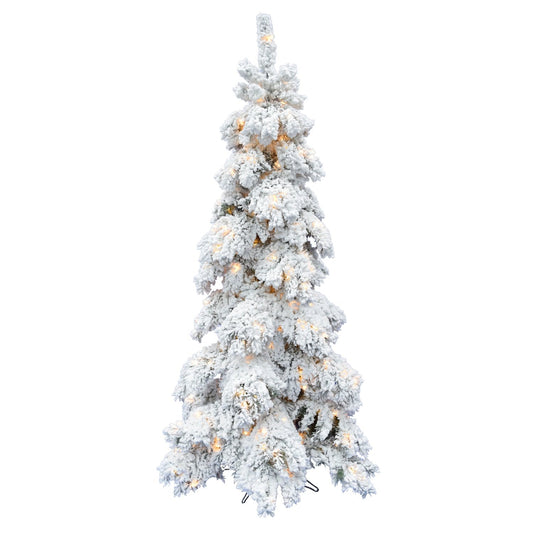 4-Ft. Elk Mountain Snow Flocked Tree with Warm White LED Lights