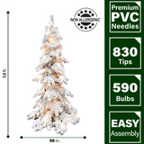 7.5-ft. Elk Mountain Snow Flocked Christmas Tree with Warm White Lights