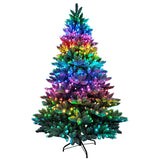 Indoor 7.5-Ft Snow Flocked Fiber Optic Prelit Christmas Tree with Festive LED Dancing Lights