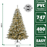 6.5-Ft Homestead Pine Flocked Christmas Tree with Pinecones and Berries