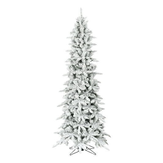 Slim Mountain Pine Flocked Christmas Tree with Warm White LED Lights