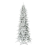 Slim Mountain Pine Flocked Christmas Tree with Warm White LED Lights