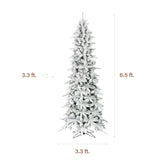Slim Mountain Pine Flocked Christmas Tree with Warm White LED Lights
