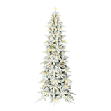 Slim Mountain Pine Flocked Christmas Tree with Warm White LED Lights