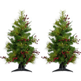 Set of Two Newberry Pine Artificial Trees with Battery-Operated LED String Lights