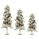 Set of 3 Snowy Alpine Trees with White Incandescent Lights (2-Ft., 3-Ft., & 4-Ft.)