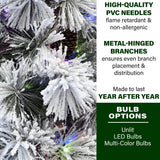 Flocked Sugar Hill Snowy Pine Christmas Tree with Pinecones and Dual Multicolor & Warm White LED Lights