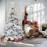 6.5-Ft. Flocked Snowy Pine Christmas Tree with Colorful G40 LED Light Bulbs