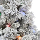 6.5-Ft. Flocked Snowy Pine Christmas Tree with Colorful G40 LED Light Bulbs
