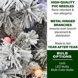 6.5-Ft. Flocked Snowy Pine Christmas Tree with Colorful G40 LED Light Bulbs
