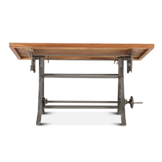 Industrial Loft 62" Adjustable Drafting Desk in Natural