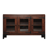 Vintage Industrial 58" Glass Cabinet in Dark Walnut