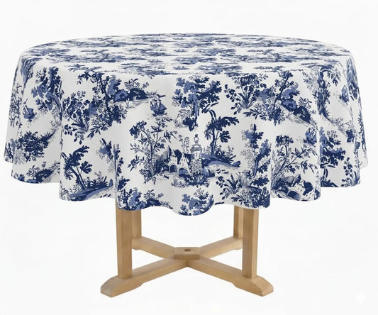 Blue Floral Tablecloth