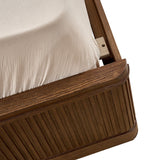 4-Piece Modern Fluted Solid Wood Bedroom Set with Oak Texture