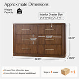 Modern Solid Wood Fluted Dresser with 6 Drawers & Oak Texture