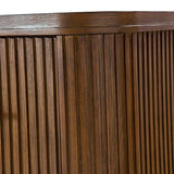 Modern Solid Wood Fluted Nightstand with USB & Oak Texture