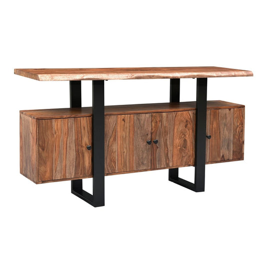 Miles 63" Live Edge Top Media Cabinet in Brownstone