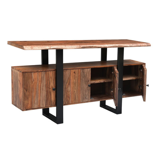 Miles 63" Live Edge Top Media Cabinet in Brownstone