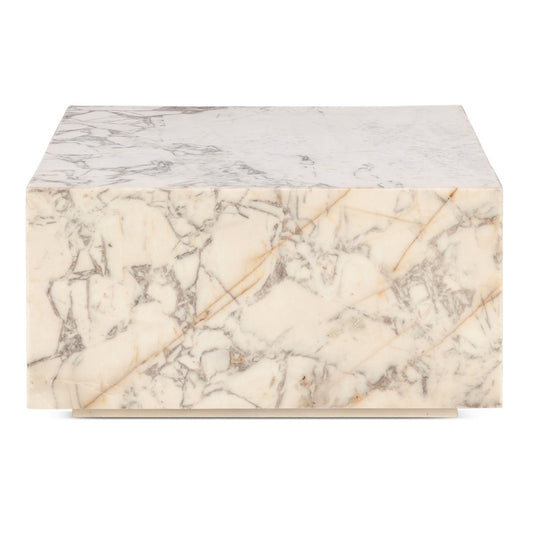 Nile 32" Drum Coffee Table in Alabaster Marble