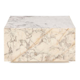 Nile 32" Drum Coffee Table in Alabaster Marble