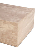 Nile 50" Drum Coffee Table in Travertine Stone