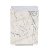 Nile 15" Drum Side Table in Alabaster Marble