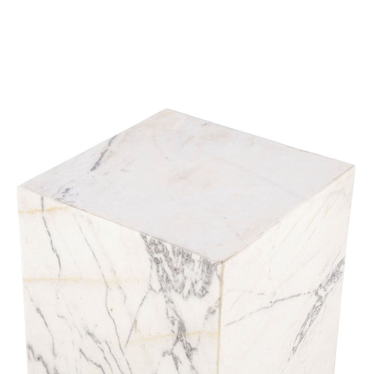 Nile 15" Drum Side Table in Alabaster Marble
