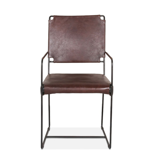 New York 20" Dining Armchair in Chocolate Leather